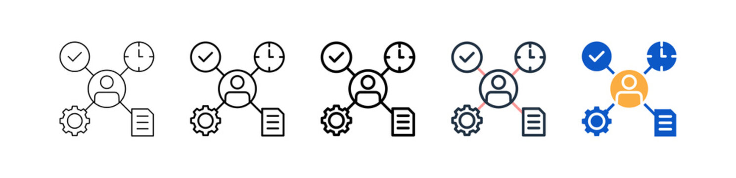 Self Management different style icons set vector illustration. 