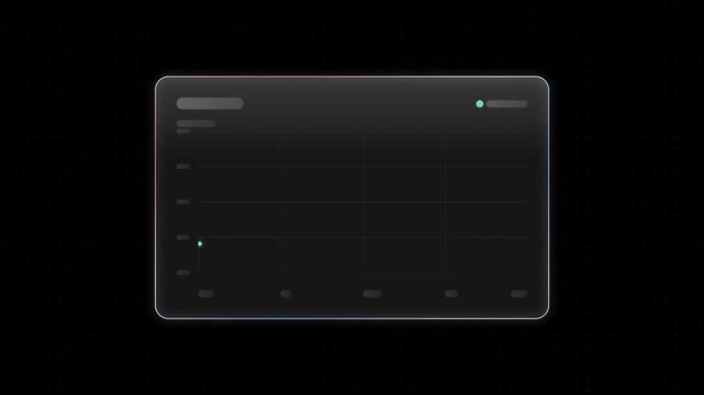 Sleek Glass UI Line Chart Animation with Trend Lines in Teal, Azure, and Rose on a Dark Background for Modern Data Visualization