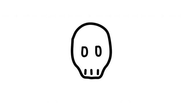 Artistic Hand Drawn Skull Scribble Sketch Doodle Animation on Clean White Background 4K 4k video animation seamless loop