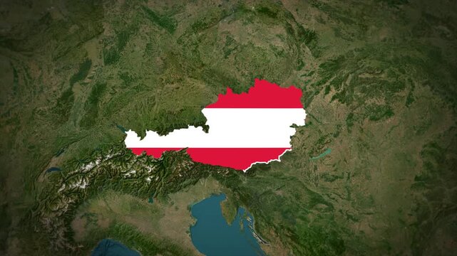 Austria Map With Flag Colors Overlay Animation, Austria Location Map, Europe Country Map