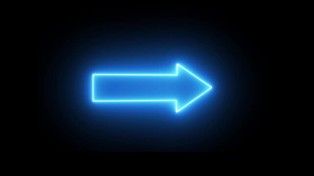 Abstract glowing down arrow icon animation. Neon arrow right to left direction concept .  4K abstract neon arrow loading icon and uploading animation.