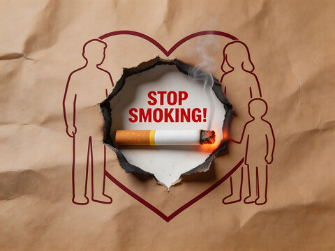 Smoking cessation message with cigarette