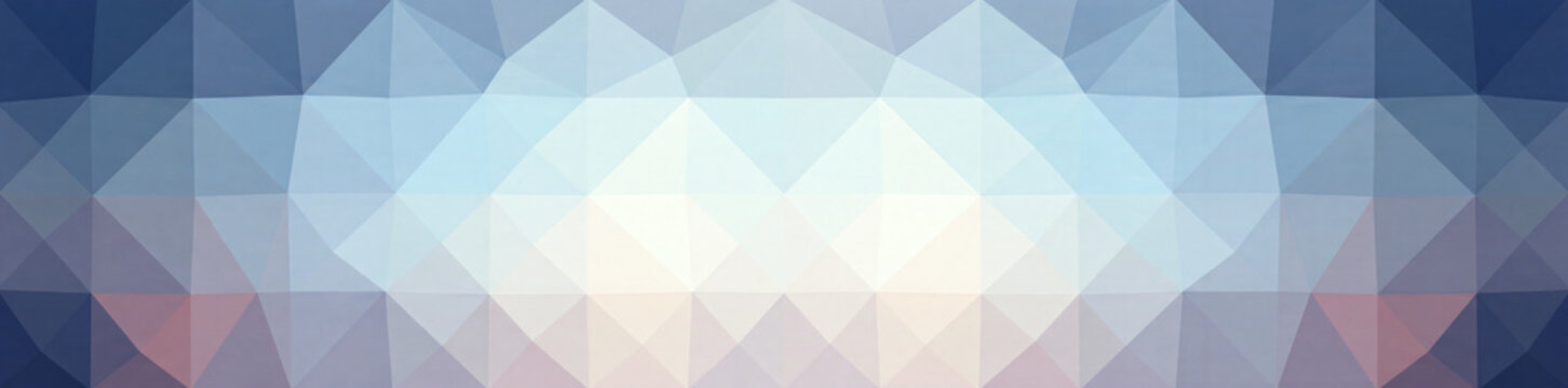 Abstract blue polygonal low poly geometric banner background with soft glowing center