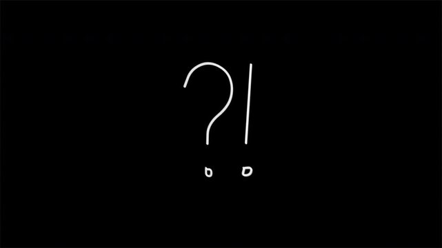 Hand-Drawn White Scribble Question and Exclamation Mark Punctuation Symbols Animation on Black Background 4K 4k video animation seamless loop