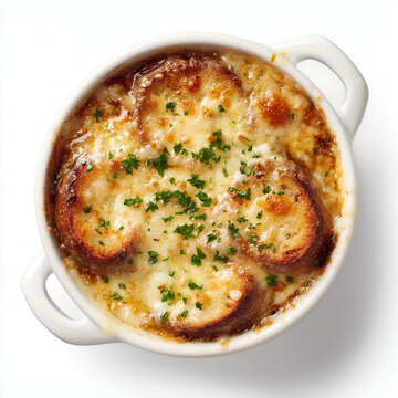 French Onion Soup with Melted Cheese and Croutons