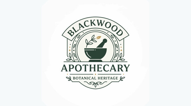 Blackwood Apothecary vintage logo Old World Botanical Heritage,  A premium vintage identity inspired by 19th-century European apothecaries and traditional botanical medicine shops