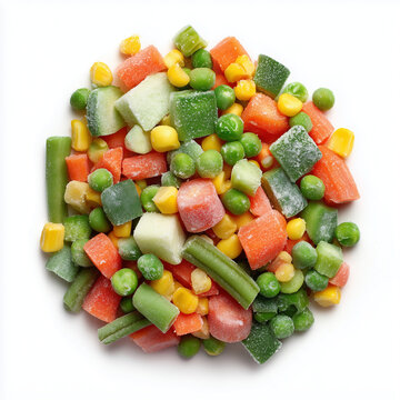 Diced Frozen Mixed Vegetables Heap Top View
