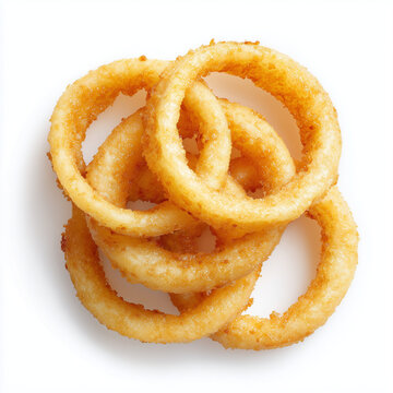 Deep Fried Onion Rings Snack Isolated on White
