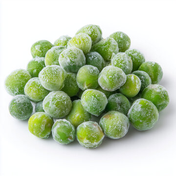 Heap of Frozen Green Peas Vegetables Isolated on White