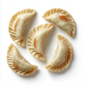 Raw Dumplings Pierogi Vareniki Isolated on White Background