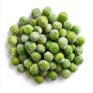Frozen Green Peas Heap Isolated on White Background