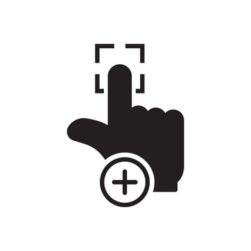 Scan Fingerprint Password to Access Silhouette Icon. Add Touch ID to the Smartphone Glyph Pictogram. Scanner Human Finger Print Identification Icon. Accepted Thumbprint. Isolated Vector Illustration.