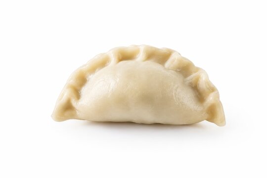 Pierogi, a Polish dumpling filled with savory goodness, isolated on a white background
