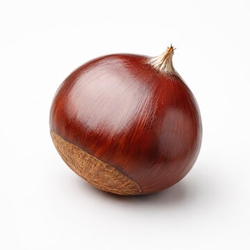 Single shiny chestnut on a white background