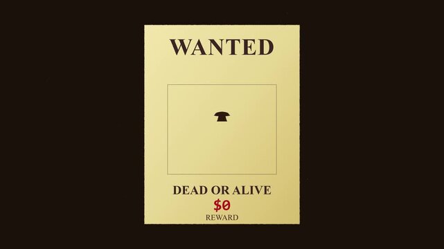 Wild west wanted poster animation with increasing reward money