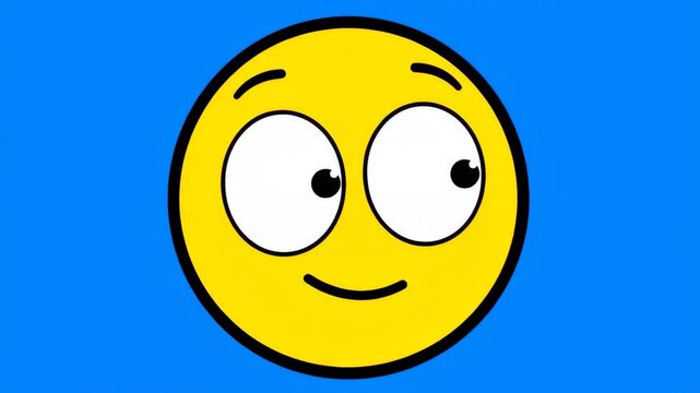 Yellow smiley face emoji animation material, blue background dynamic emoji pack