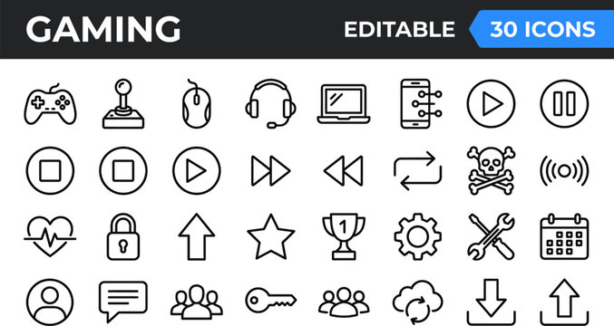 Gaming Icons Set Flat Design