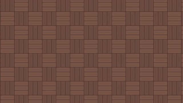 Animated Wood Parquet Flooring Pattern with Rotating Geometric Tiles, Seamless Brown Wooden Texture Loop, Abstract Interior Design Background