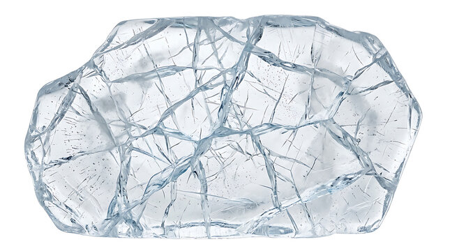 Broken glass fragment with cracks and shards