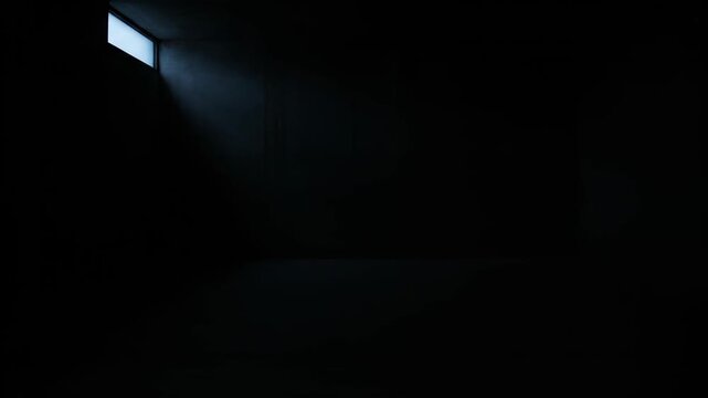 Light exposure effect in dim room, single beam light effect background in dark room