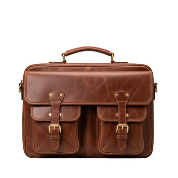 Classic brown leather briefcase with dual compartments and sturdy handles