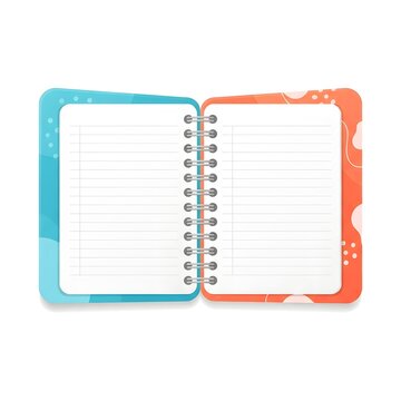 Blank open notebook with dotted grid pages ready for writing. Empty journal template for planning, sketching, or bullet journaling.