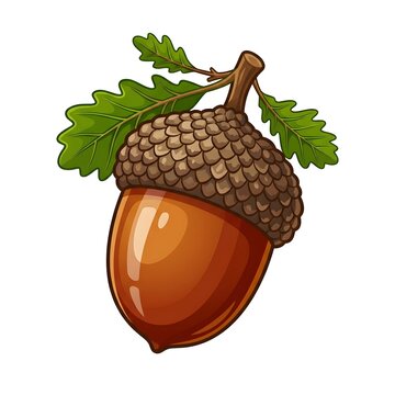 Realistic acorn with detailed textured cap on white background. High-resolution oak seed isolated for design and nature projects.
