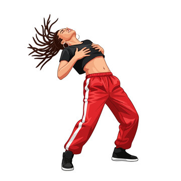 Female Krump Dancer Performing Intense Pop