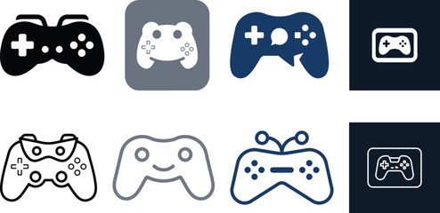 Set of video game controller icons and joystick symbols for gaming design © SAIF820
