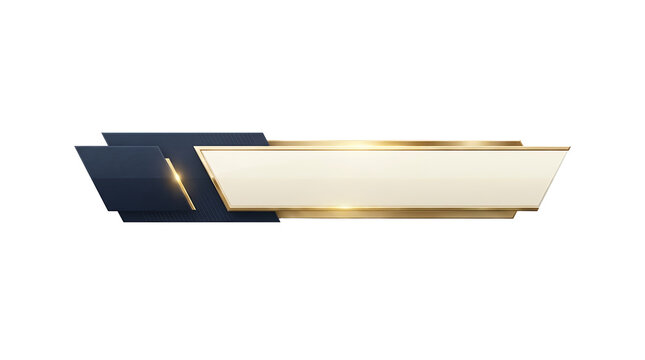 Cinematic lower third bar transparent PNG with textured dark blue panel glowing gold stripe and white name plate.