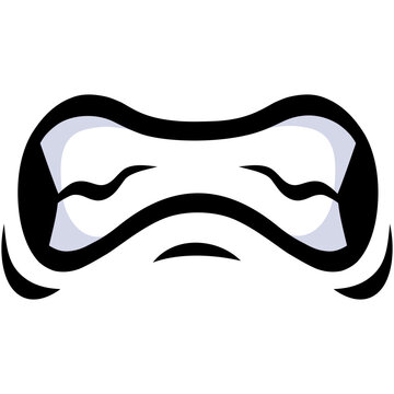 Angry Mouth Scared Expression Cartoon Illustration Vector