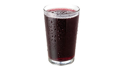 Tall clear glass filled with refreshing dark purple berry juice beverage isolated on transparent background © Ivanka
