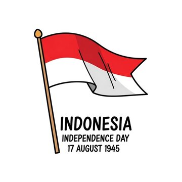 Indonesia independence day 17 august 1945 vector flag illustration