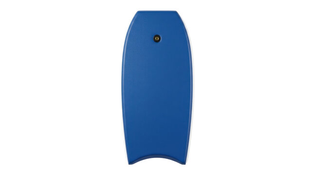 Blue bodyboard with a leash plug top down view isolated on transparent background surfboard wave riding