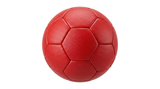 Red boccia ball with pentagonal and hexagonal panels on transparent background para sport disability precision game