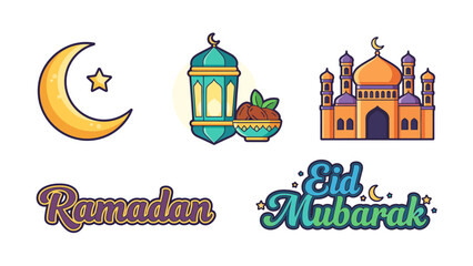 Fototapeta premium Islamic religious icons for ramadan and eid mubarak celebrations