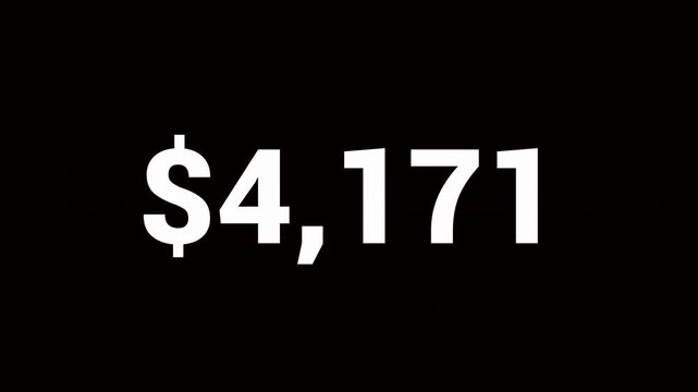 Increase counting numbers with dollar sign 0 to 100k amount money counter animation with alpha channel in 4k.Concept of money and currency.