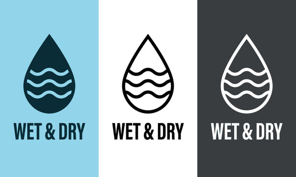 Water droplet with wavy lines a flat vector illustration in three color variations drop waterdrop