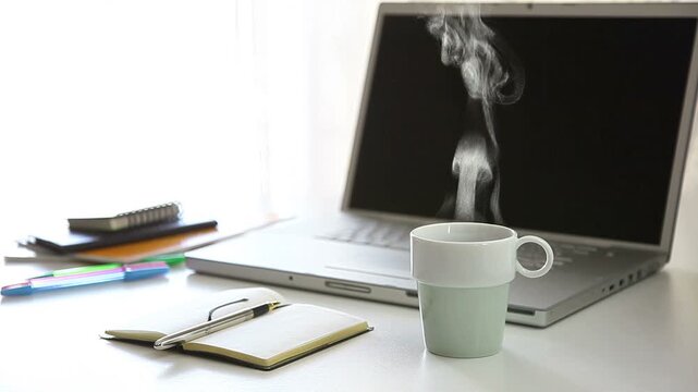 湯気がでるコーヒカップ