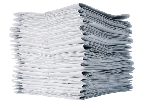 Blank Folded Newspaper Stack Mockup Template Isolated on Transparent Background Stock Photo