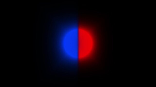 Emergency siren lights flashing in an evening disaster scene. Flashing red and blue alarm animation loops on a black background. Police emergency flasher shows urgency and alert.