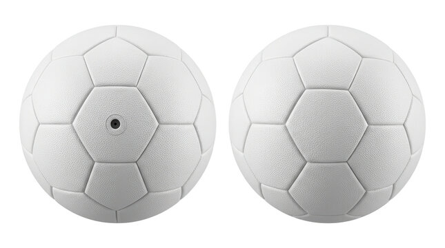 Two soccer balls with pentagonal and hexagonal panels on transparent background ball football sports equipment sphere