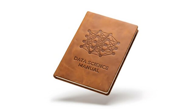 Brown leather bound data science manual book.