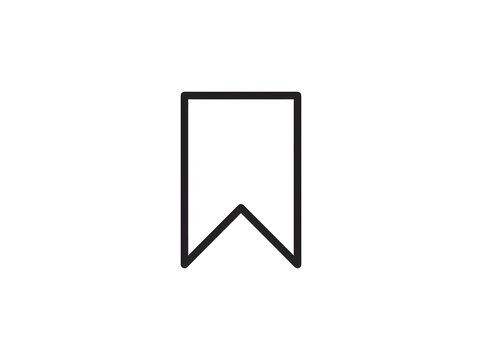 Minimalist black outline bookmark icon symbol for user interface design isolated on white