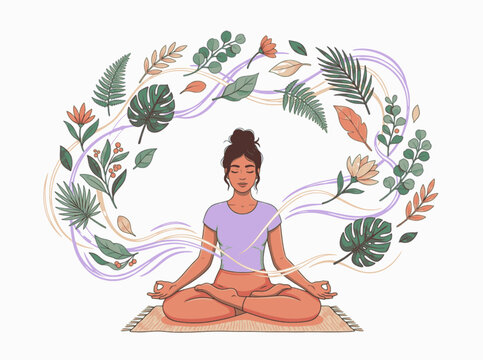 Minimalist Flat Wellness Self Care Yoga Character Graphic Asset