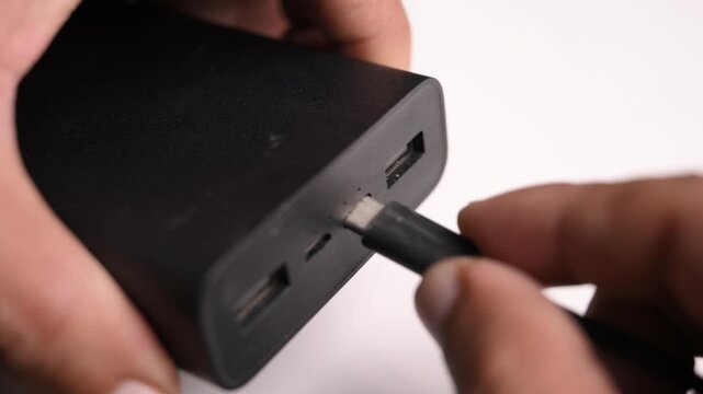 Connecting USB Type C Charging Cable to Power Bank