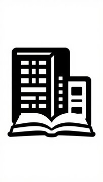 Minimalist Grid Calendar Above Open Book Icon on Dark Textured Background