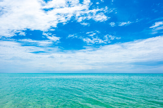 Tropical Nature ocean and summer sea water with beautiful bright sunlight. Perfect for summer vacation and travel background	