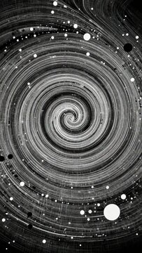 Abstract Infinity Symbol with Spiral Particles and Cosmic Light Swirls on Black Background