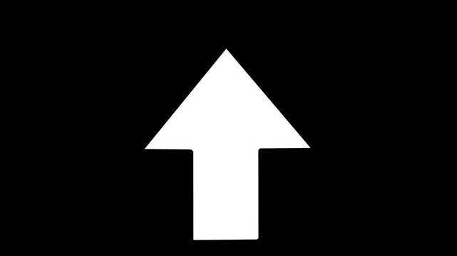 white arrow pointing up animation. Download sign on green screen.4K video. Dow direction arrows sym black background.